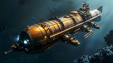 Obraz premium Awe-Inspiring Futuristic Spacecraft Soaring Through the Cosmic Expanse