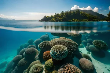 Wandaufkleber coral reef in sea © Hammad