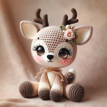 사슴인형 사슴뜨개인형 뜨개질로만든 사슴인형 귀여운 사슴인형