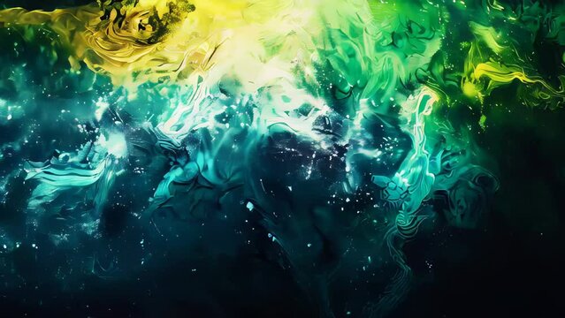 Abstract watercolor background. Blue, green, yellow and black colors