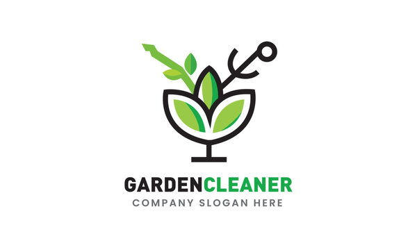 Garden maintenance cleaner service icon vector logo design minimalist modern template 