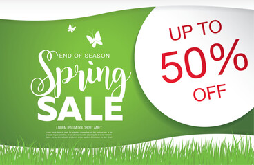 spring sale banner layout template design, vector illustration