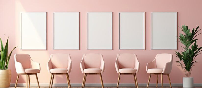 Three blank picture frames hanging on a pink wall, ready to be filled with pictures or artwork