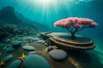 Gordijnen coral reef and coral © Hammad