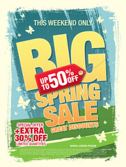 spring sale banner layout template design, vector illustration