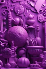 A photograph capturing purple organisms stacked in a table forming a pattern