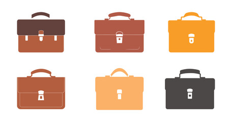 Briefcase icon set. Collection of briefcase vector icons on white background. Flat icon