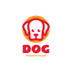 Vector Logo Illustration Dog Simple Mascot Style.