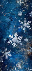 Fototapeta na wymiar Snowflakes scattered on azure sky creating a freezing pattern