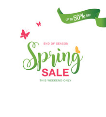 spring sale banner layout template design, vector illustration