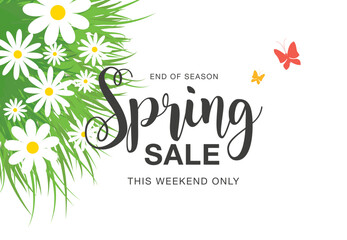 spring sale banner layout template design, vector illustration
