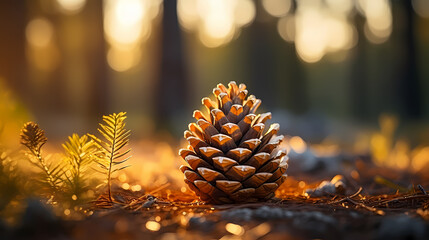 Close-up of pine cone - obrazy, fototapety, plakaty