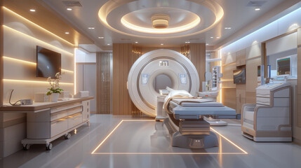 High-Tech Medical Facility: Modern CT Scan Room in Hospital