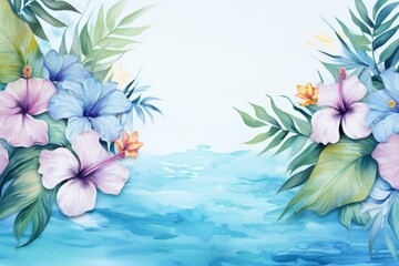 Obraz na płótnie Canvas Tropical flowers with leaves