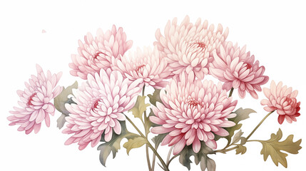 Hand drawn beautiful chrysanthemum watercolor illustration