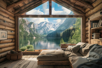 A cozy cabin with a beautiful nature view