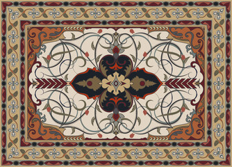 Persian rug traditional design, tribal vector texture. Easy to edit and change colors. carpet