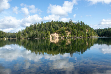 Fototapeta na wymiar Calm Lake Reflecting Trees