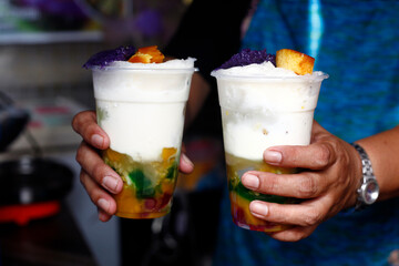 Freshly made Filipino snack and dessert food called Halo Halo
