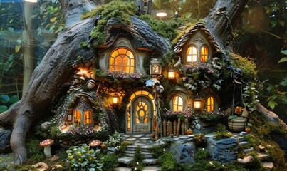 Fototapeta premium Tiny house in fantasy forest