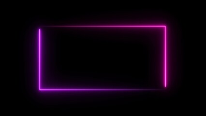 Abstract neon rectangle frame illustration on black background.