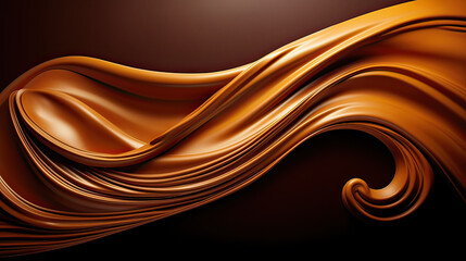 Obraz premium A dynamic caramel chocolate backdrop with waves and curves, the fluidity and richness of melted chocolate and caramel Background Ai Generative