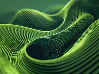 Captivating Waves of Emerald Green Curves and Lines in Dynamic 3D Render