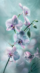 Delicate vertical background with orchid flowers, web wallpaper