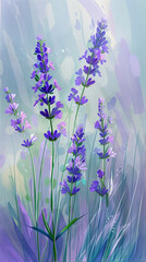 Delicate vertical background with lavender flowers, web wallpaper