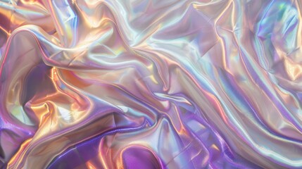 Obraz premium Silver liquid metal abstract wave background with reflections. Wallpaper with soft shiny silk with waves. Smooth flowing fabric. Ai generated