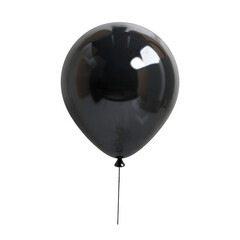 Obraz premium Black inflated shiny balloon with curled ribbon on white and transparent background