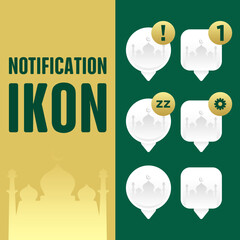 notification ikon Islamic Green Vector