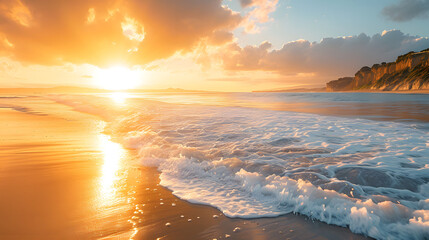 Seascapes during sunrise with a high-key approach, emphasizing backlighting to create a bright and uplifting atmosphere