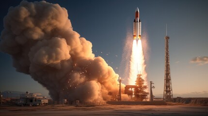 Taking off rocket made with Generative AI technology