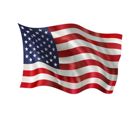 American Flag on White Background