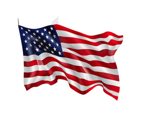 Fototapeta premium Isolated American flag on white background