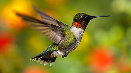 Fototapeta premium The rapid movements and vibrant colors of hummingbirds in flight