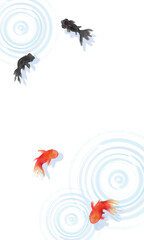 金魚が泳いでいる夏イメージの背景イラスト