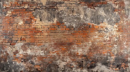 This is a worn, vintage texture of an old brick wall that can be used as a background or wallpaper.