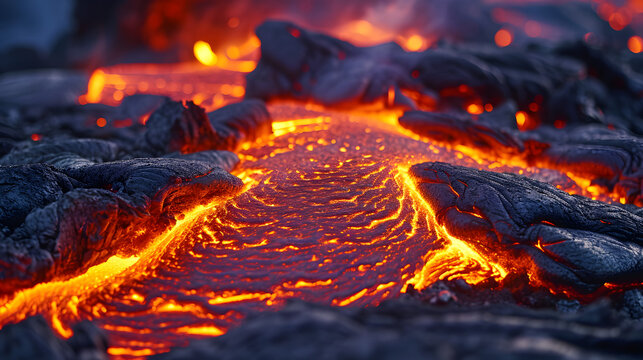 Volcanic landscapes and focus on capturing abstract patterns formed by lava flows and volcanic rocks