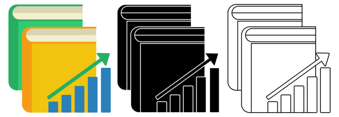 Set vector books with growth icon. economic education symbol template design illustration