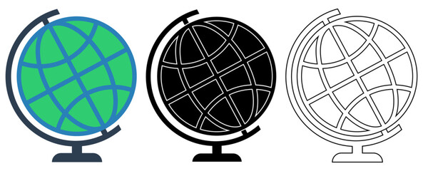 Fototapeta premium Set vector globe icons. Earth symbol geographic sign design illustration