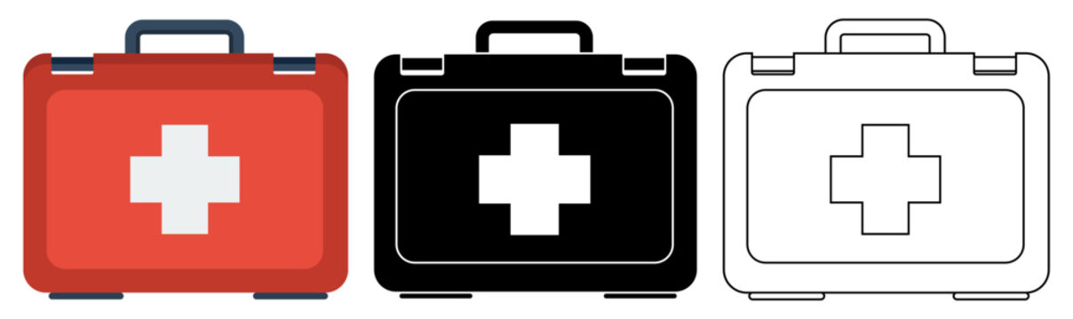 Set vector medical bag icon. first aid kit symbol template design illustration