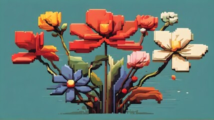 bouquet of flowers-Pixel Petals: Crafting an 8-Bit Flower Garden