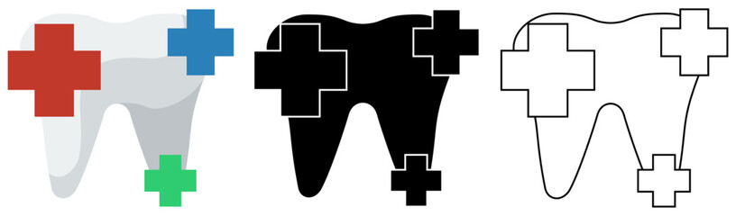 Set vector tooth dental icon dentist healthcare symbol design illustration