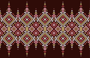 Cross stitch patterns.  Fabric pattern of diamonds and triangles. Design for pattern,pixel,motif,embroidery,towel,aida,folk,retro,handicraft,abstract,batik,zigzag,textile art.