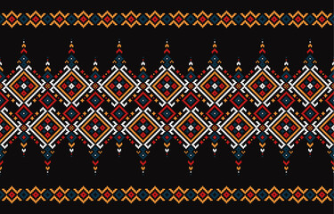 This cross stitch pattern recreates a colorful, pixelated ethnic motif with squares, triangles and diamonds.Design for fabric,pattern,motif,towel,aida,folk,retro,abstract,batik,zigzag,textile art.