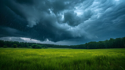 The drama of heavy rain and thunderstorms. The contrast between dark storm clouds and rain-soaked...