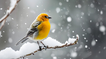 The beauty of birds against a backdrop of falling snow. The contrast between their plumage and the snow can be visually striking