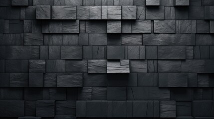 Corrugated rectangle geometric dark black anthracite stone concrete texture background - obrazy, fototapety, plakaty